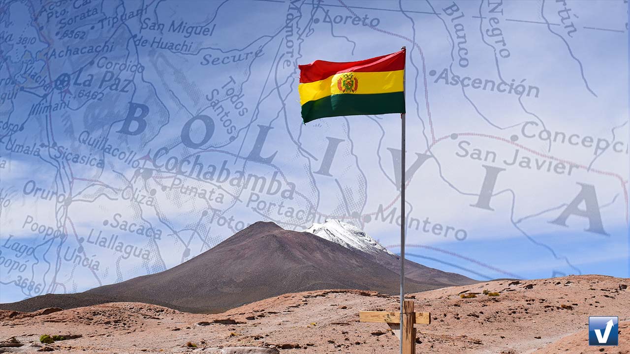 Mapa e Bandeira Bolívia